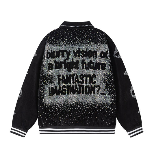 Louis Vuitton Crystal Embellished Varsity Bomber Jacket — Black