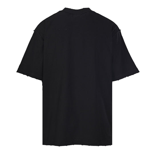 Balenciaga Antwerpen Crest Distressed T-Shirt – Black