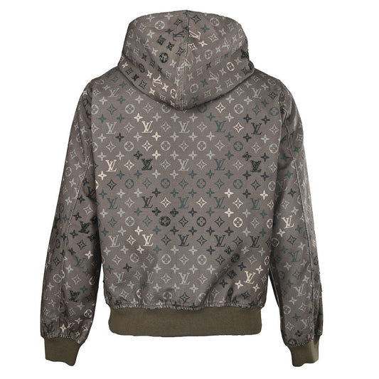 Louis Vuitton All-Over Monogram Crystal-Embellished Hooded Jacket — Khaki