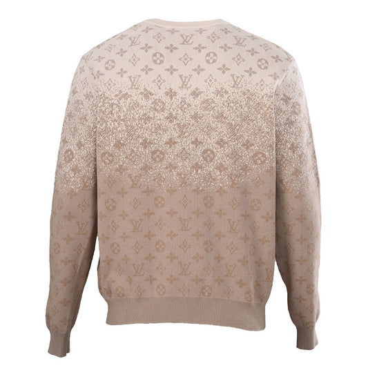 Louis Vuitton Monogram Gradient Jacquard Crewneck Sweater — Camel