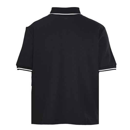 PRADA Short-Sleeve Polo Shirt with Black Stripe Detail