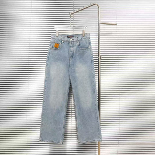 Louis Vuitton Logo-Embroidered Straight-Leg Jeans