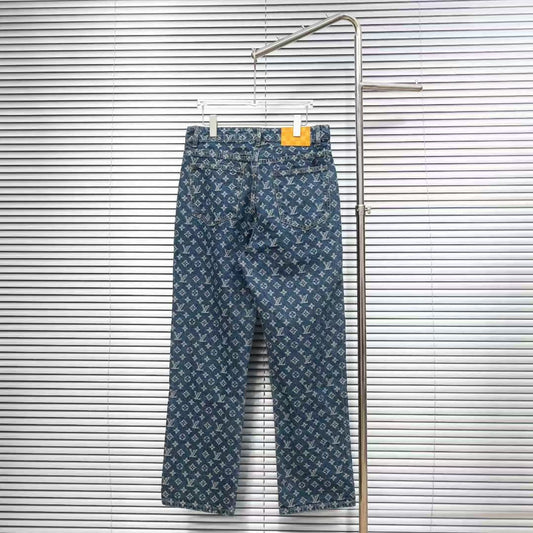 Louis Vuitton Logo-Embroidered Straight-Leg Jeans