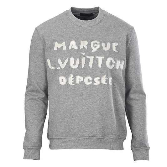 Louis Vuitton Marque Déposée Embroidered Crewneck Sweatshirt — Grey