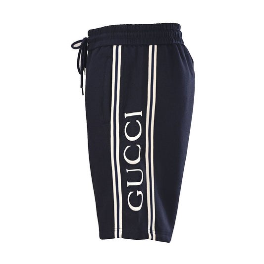 Gucci Script Logo Side Stripe Cotton Fleece Shorts – Black
