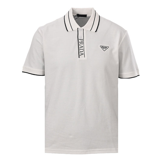 PRADA Triangle Logo Embroidered Polo Shirt