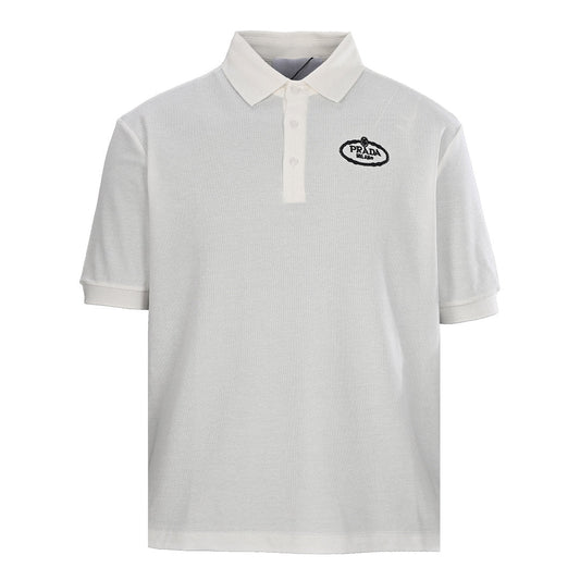 PRADA Oval Embroidery Short-Sleeve Polo Shirt