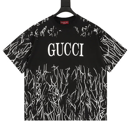 GUCCI 2026 New Arrival: All-Over Digital Print Twig Motif T-Shirt