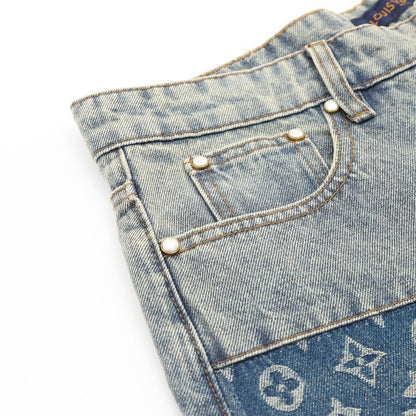 Louis Vuitton Distressed Patchwork Denim Trousers