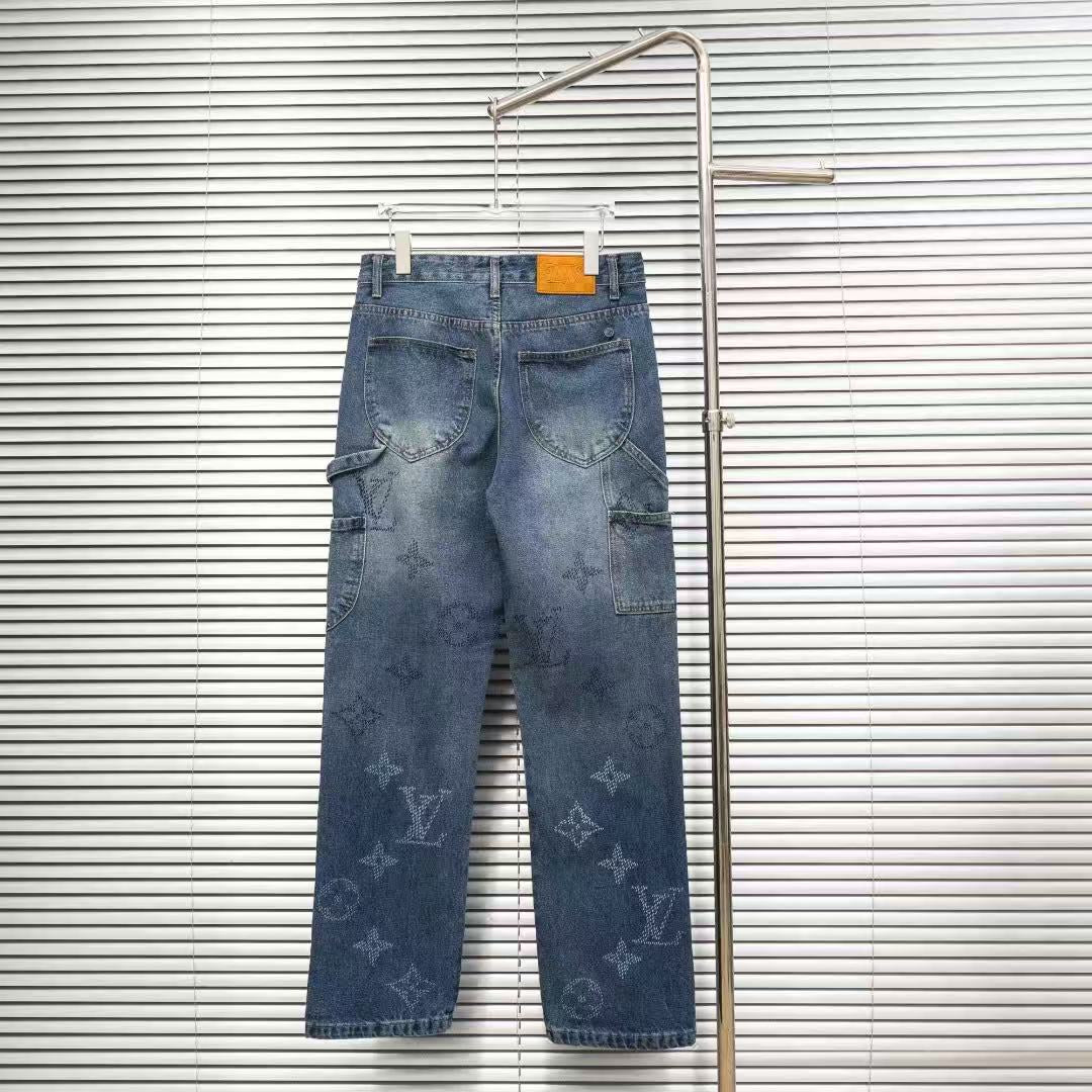 Louis Vuitton Logo-Embroidered Straight-Leg Jeans