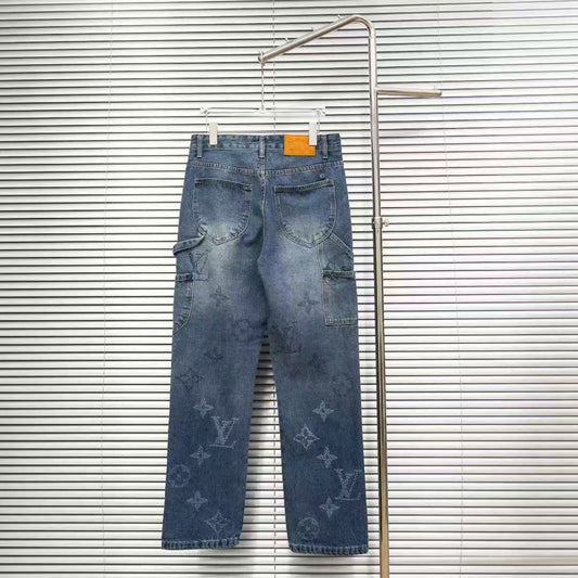 Louis Vuitton Logo-Embroidered Straight-Leg Jeans